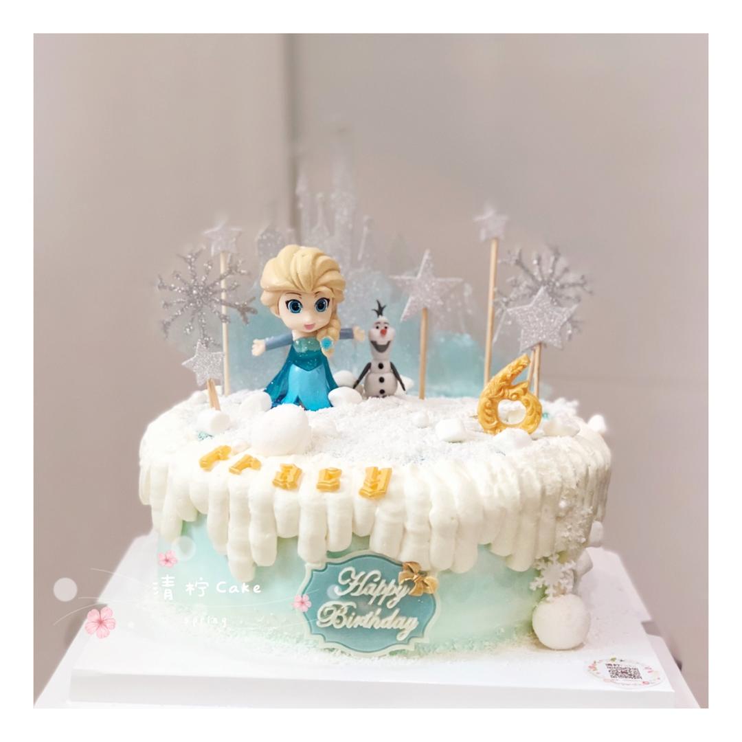 冰雪奇缘主题双层蛋糕--Frozen艾莎