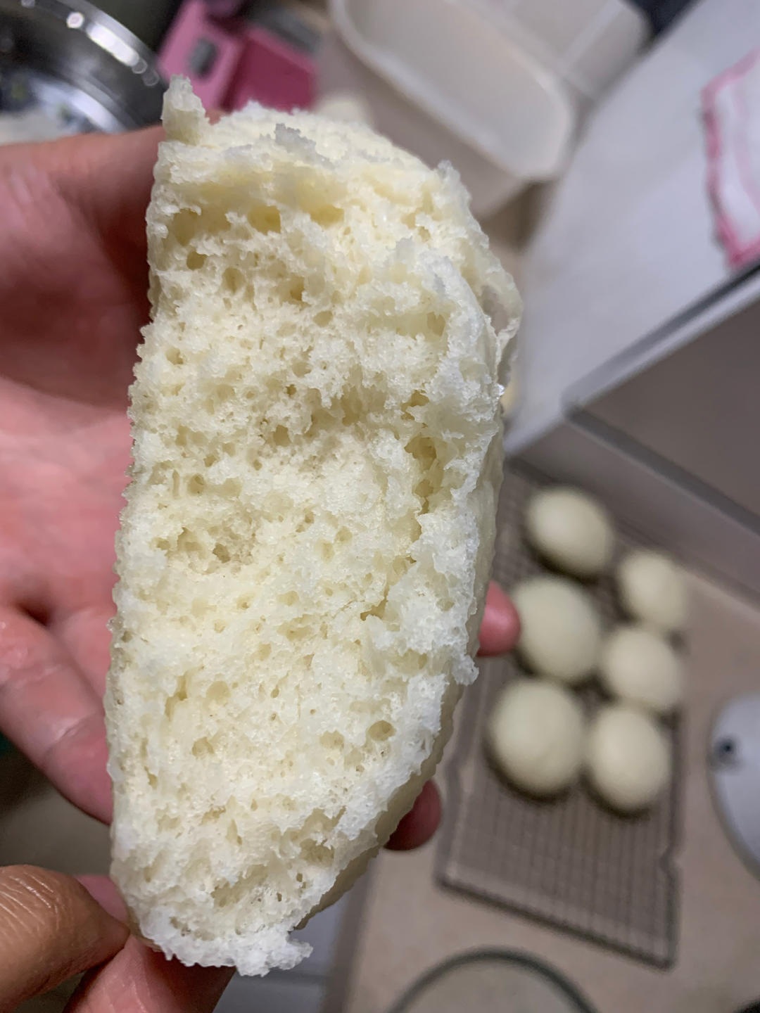酒酿馒头（蓬松多孔，结构似蜂巢）