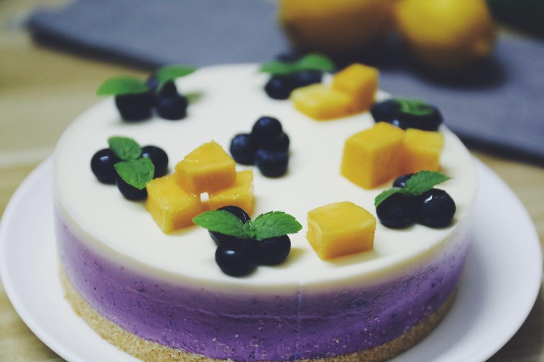 渐变蓝莓冻芝士蛋糕（免烤）