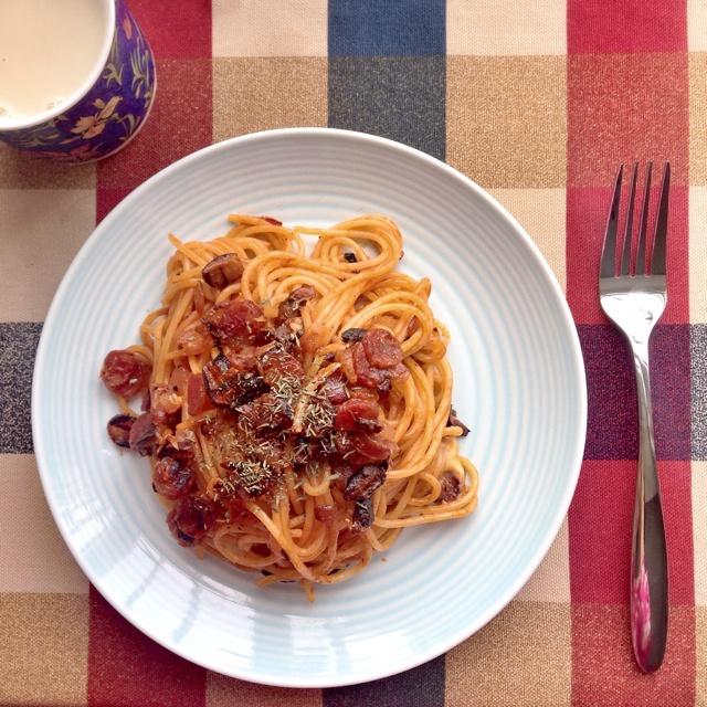 培根番茄酱芝士意大利面