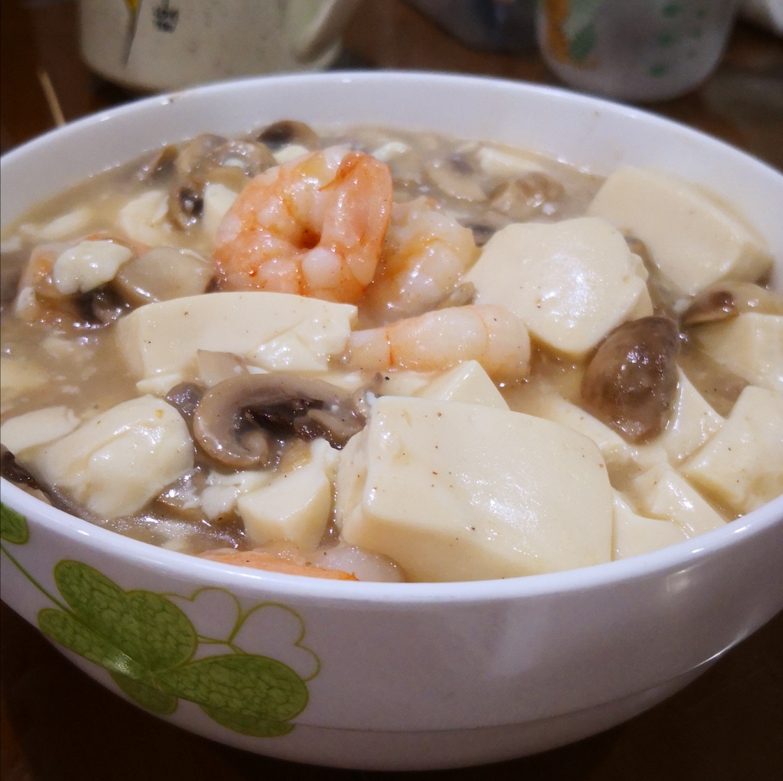 虾仁蘑菇豆腐的做法