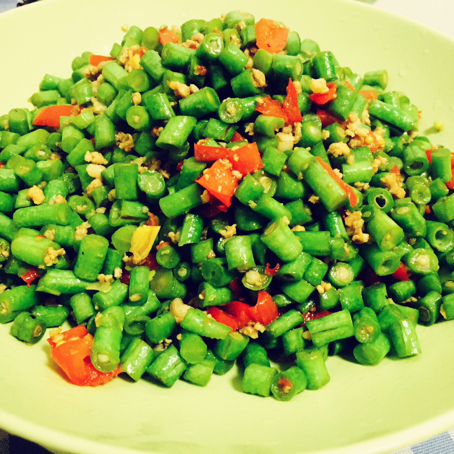 肉沫豆角下饭菜