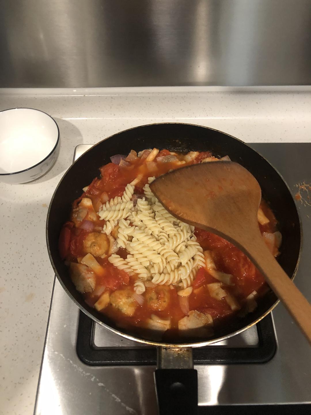 番茄蘑菇意面的做法