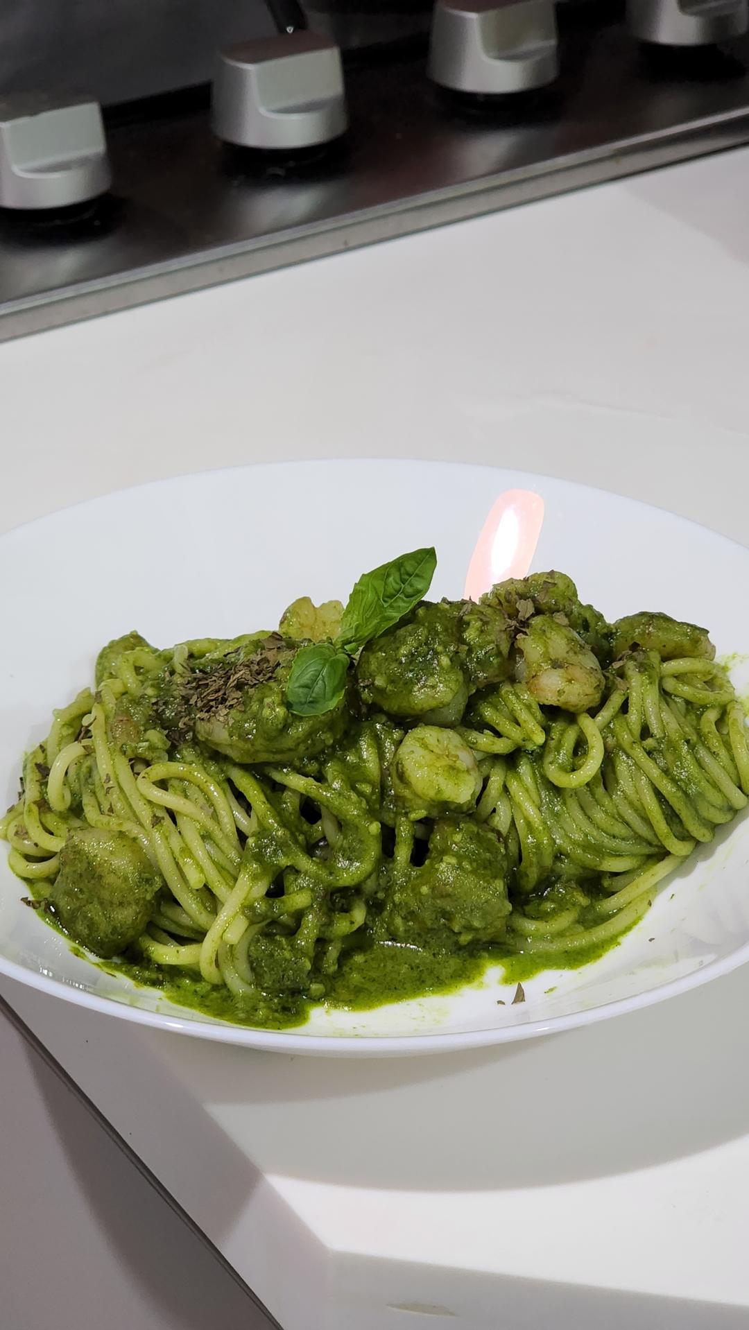 自制罗勒酱意大利面 🌱
