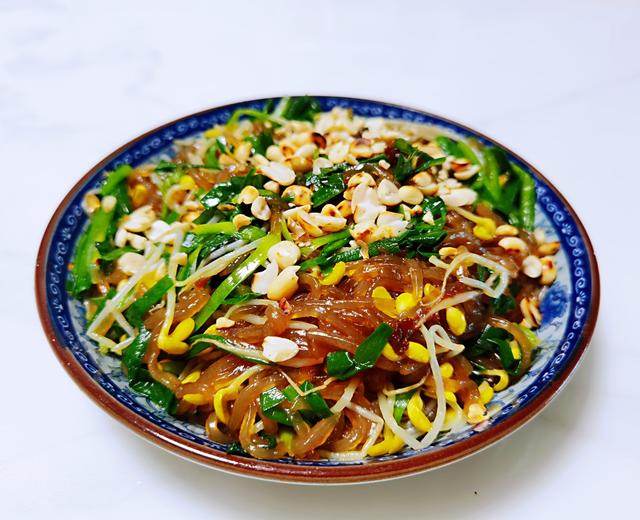 韭菜豆芽炒薯粉(素)的做法