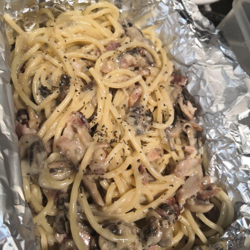 奶油蘑菇培根意面