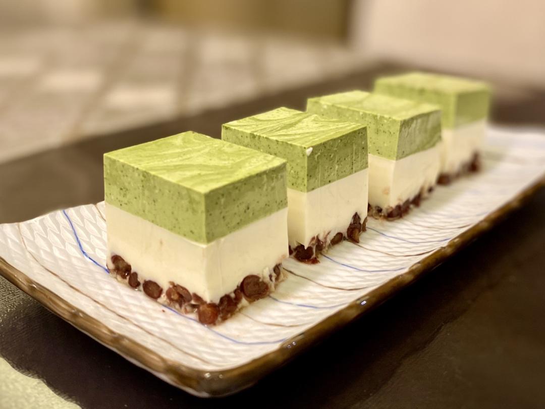 caroline阿文做的抹茶红豆奶糕