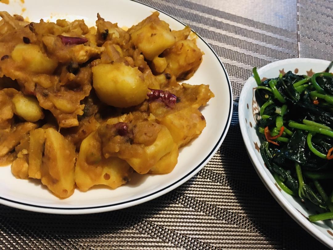 土豆焖鸡腿