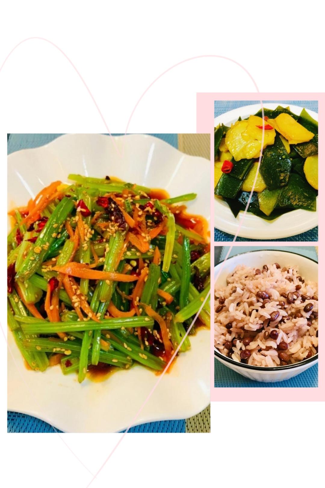 素🉑海带烧土豆片，凉拌芹菜的做法