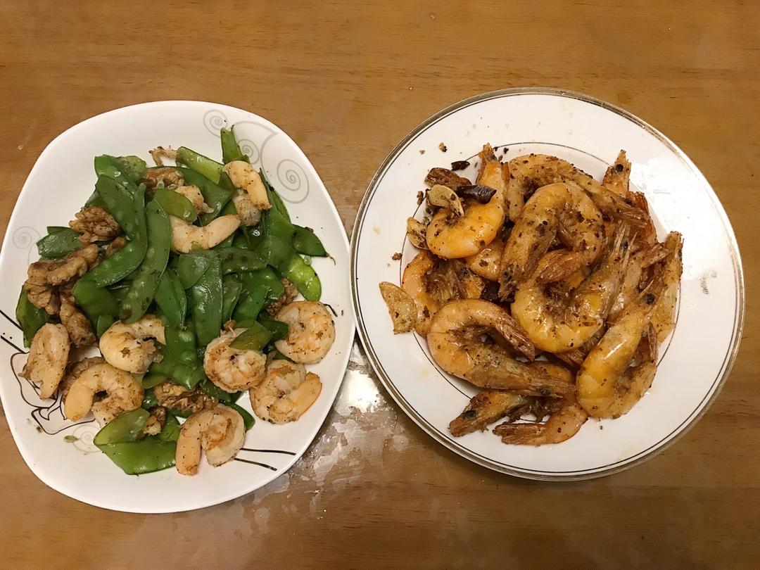 核桃荷兰豆炒虾仁