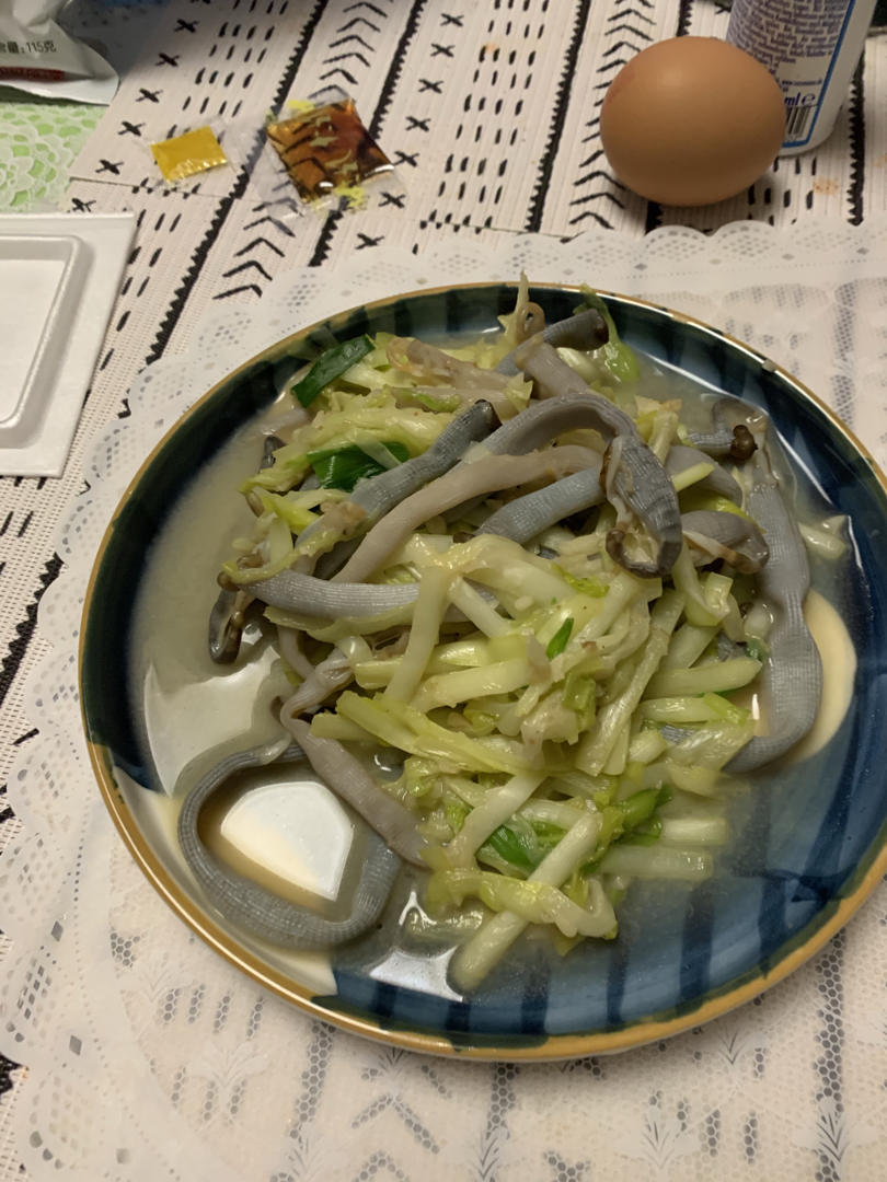 【0417】银芽韭黄炒沙虫 <302小厨房>
