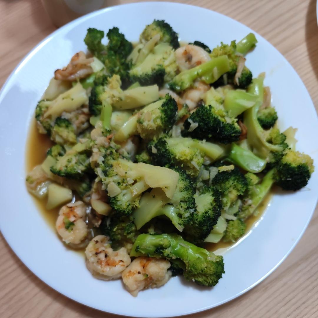 减肥去脂的西兰花炒虾仁
