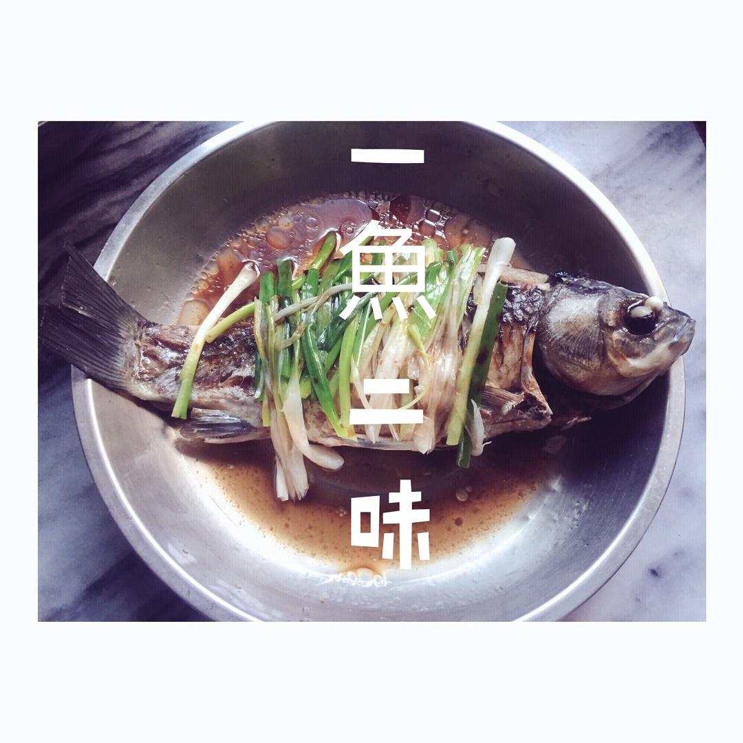 一魚2味的做法鱼洗净,瀝干水份冷锅下油煎到两面微金黃豆腐也煎至微金