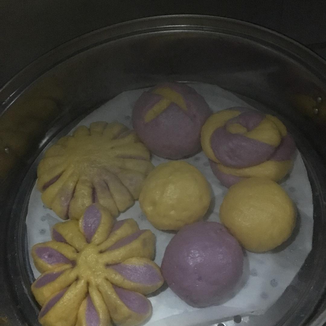 南瓜紫薯花样馒头