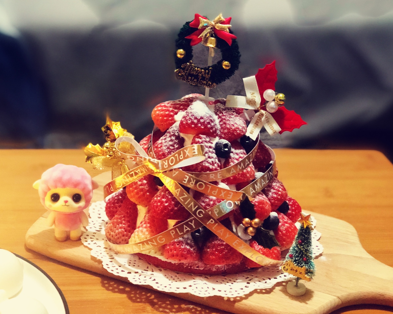 圣诞节草莓蛋糕塔的做法