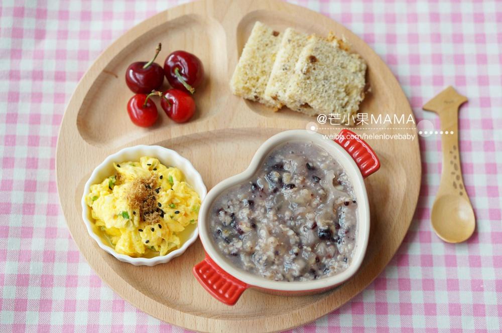 【宝宝早餐】西式香葱滑蛋（12M+）、黑糯米银耳燕麦粥（10M+）的做法