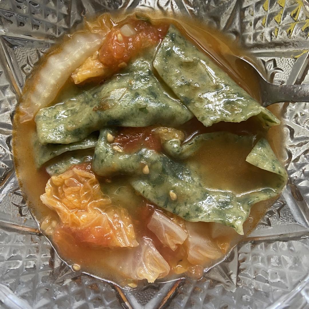 初阶素食-菠菜面皮烩面