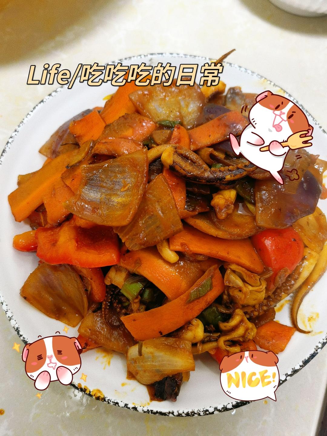 오징어볶음韩式辣炒鱿鱼白钟元韩剧同款下饭菜
