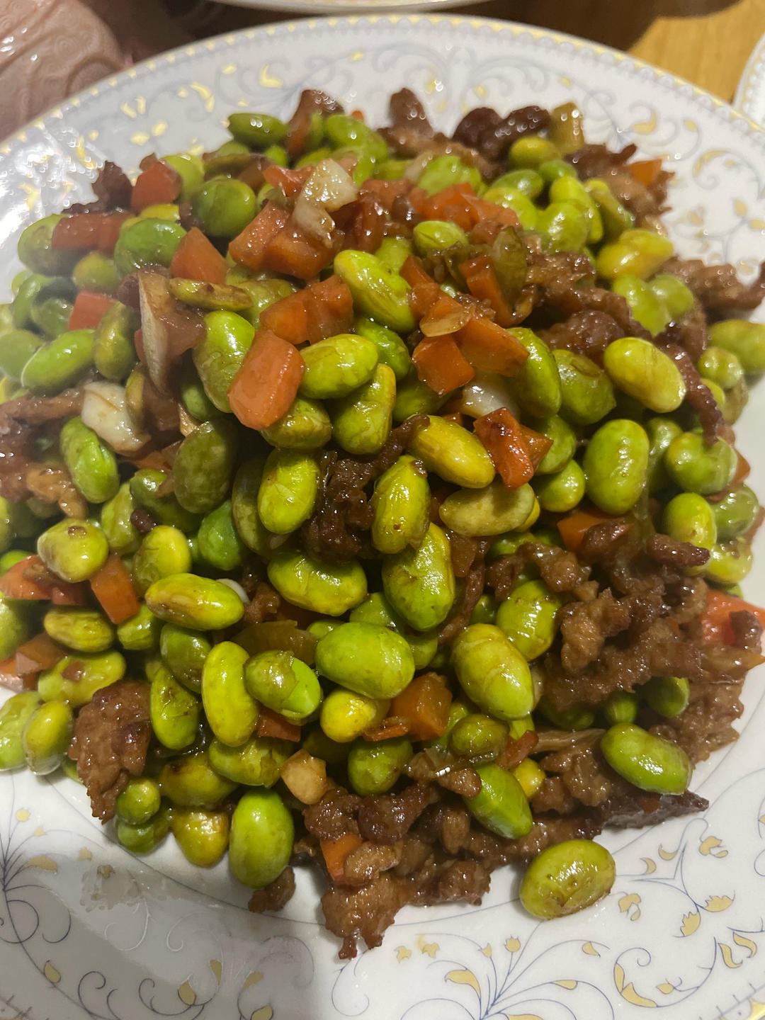 肉末炒毛豆，好吃到停不下来
