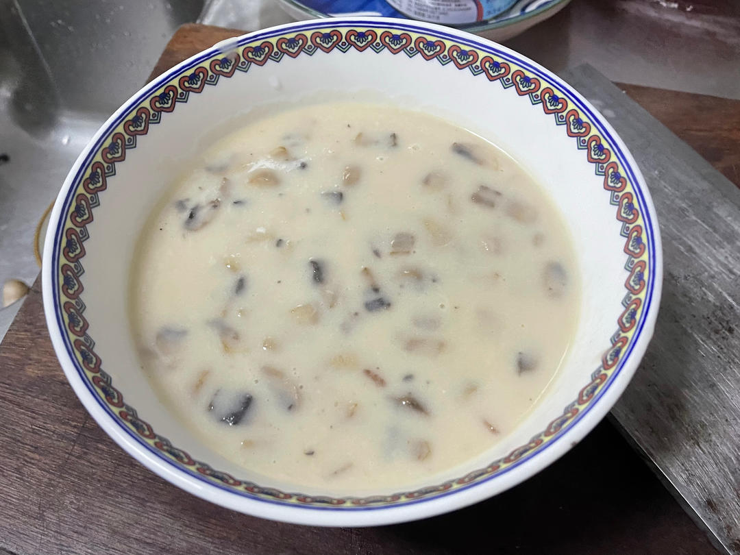 和西餐厅一样的培根奶油蘑菇汤