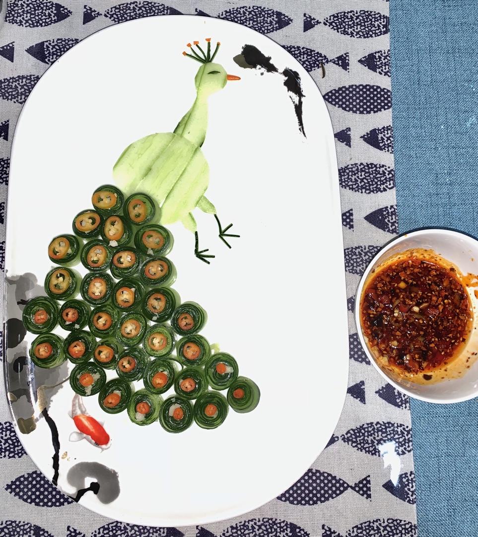 #创意菜#孔雀黄瓜卷
