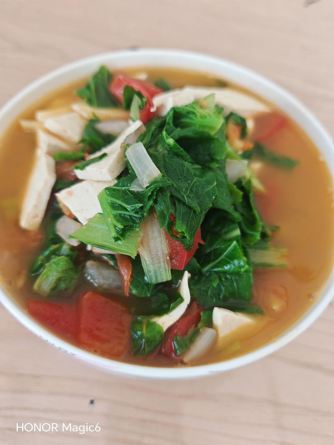 小白菜豆腐番茄汤