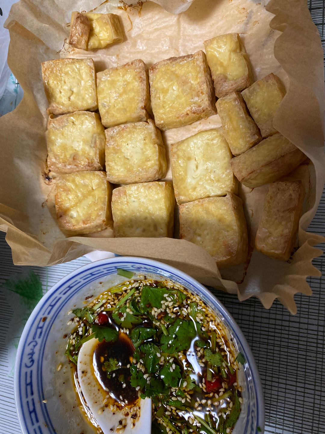 空气炸锅无油烤豆腐