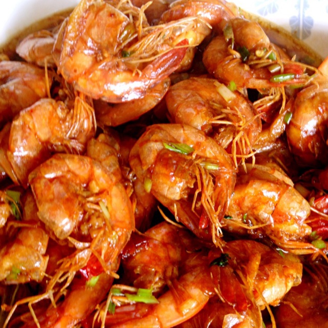 果妈小厨做的红烧基围虾