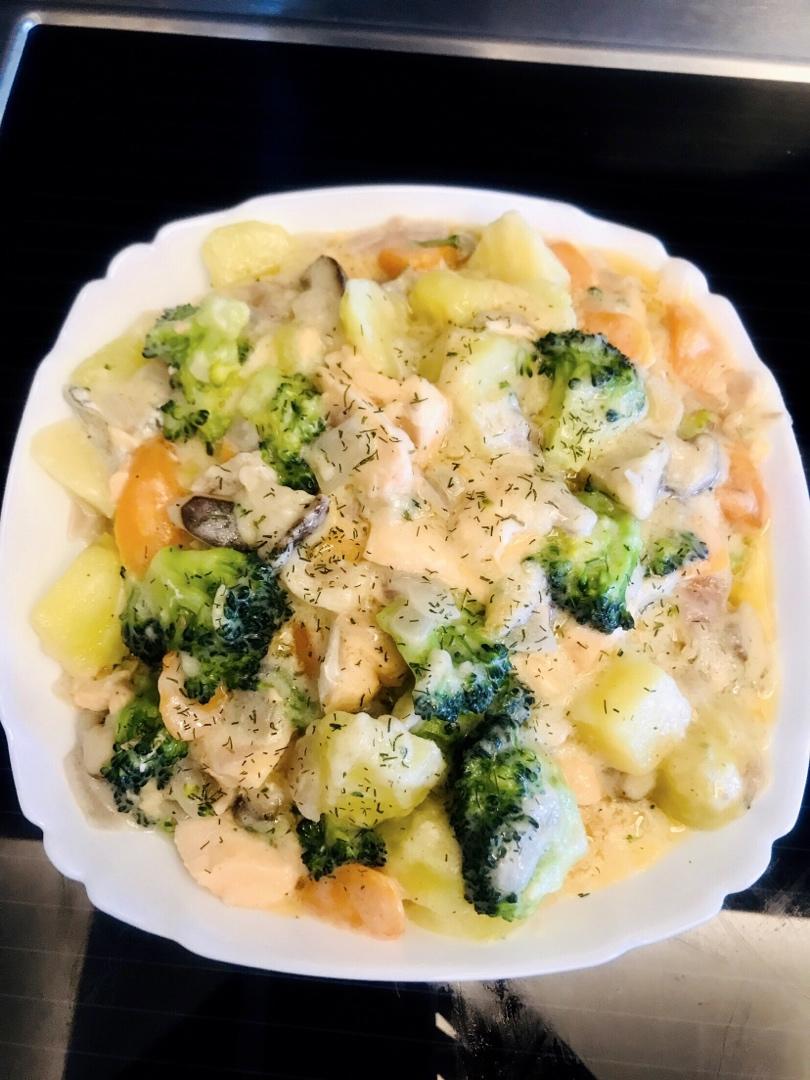 三文鱼奶油炖菜+芝士焗饭【曼食慢语】
