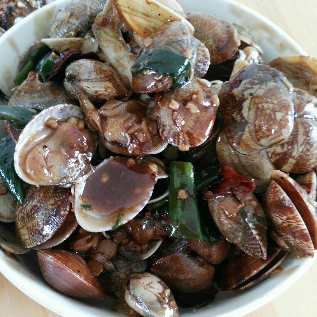 葱炒花蛤