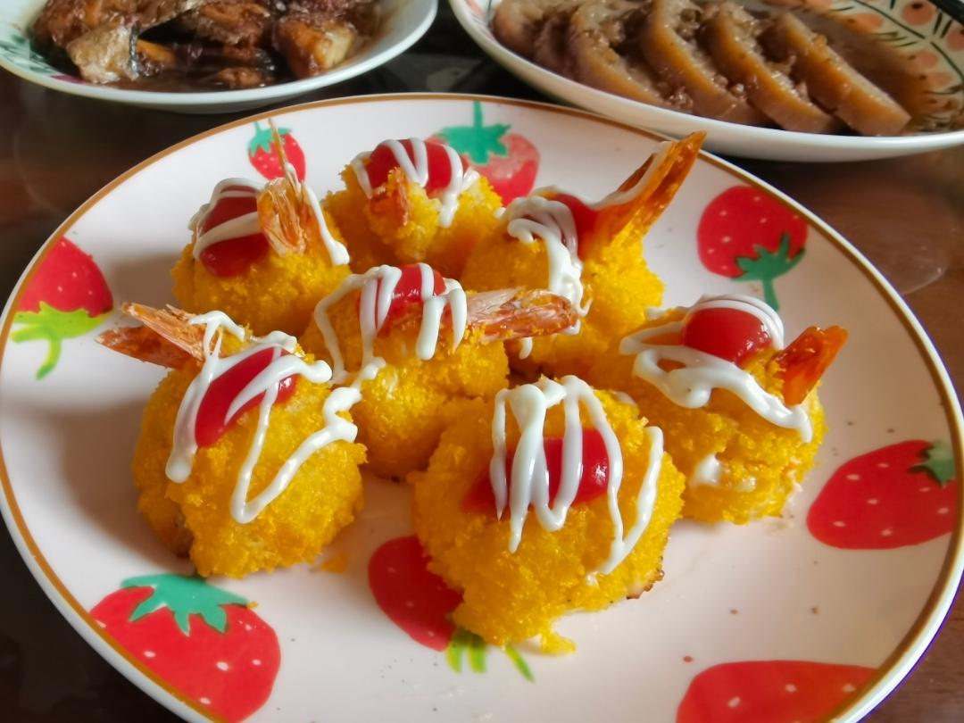 黄金土豆虾球—松下蒸烤箱SC300