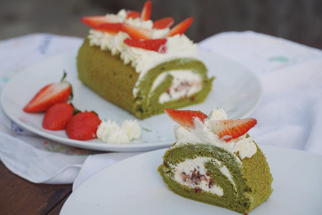 抹茶红豆蛋糕卷