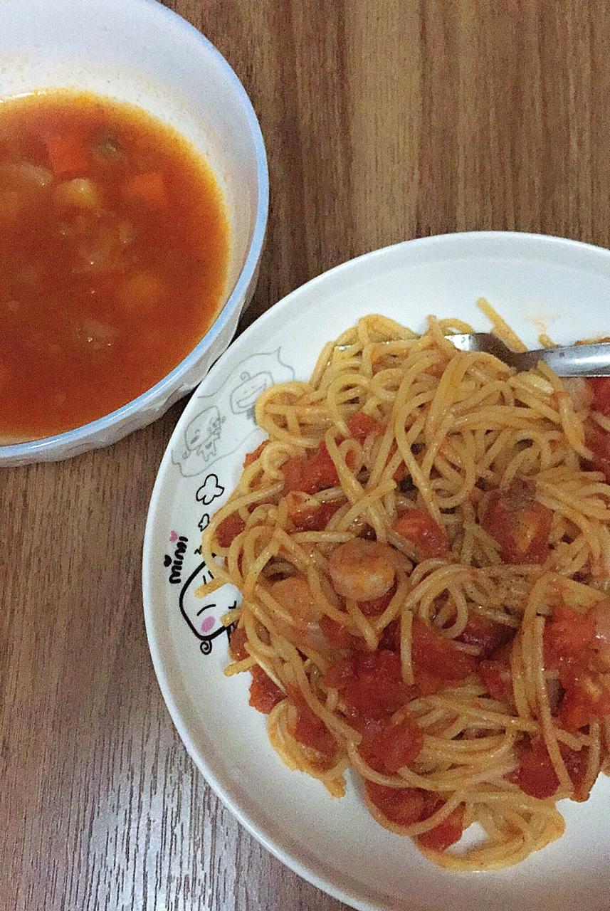 虾仁番茄意大利面