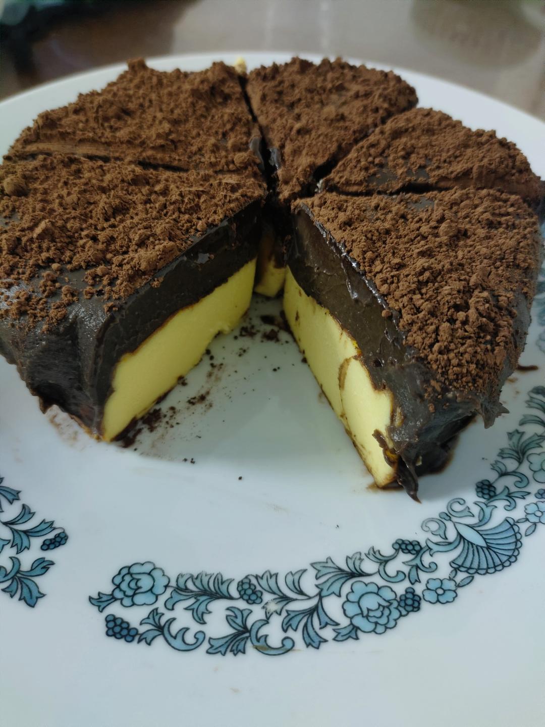 藏不住了 双重口感 全程搅拌搅拌就能成功的巧克力熔岩巴斯克蛋糕！