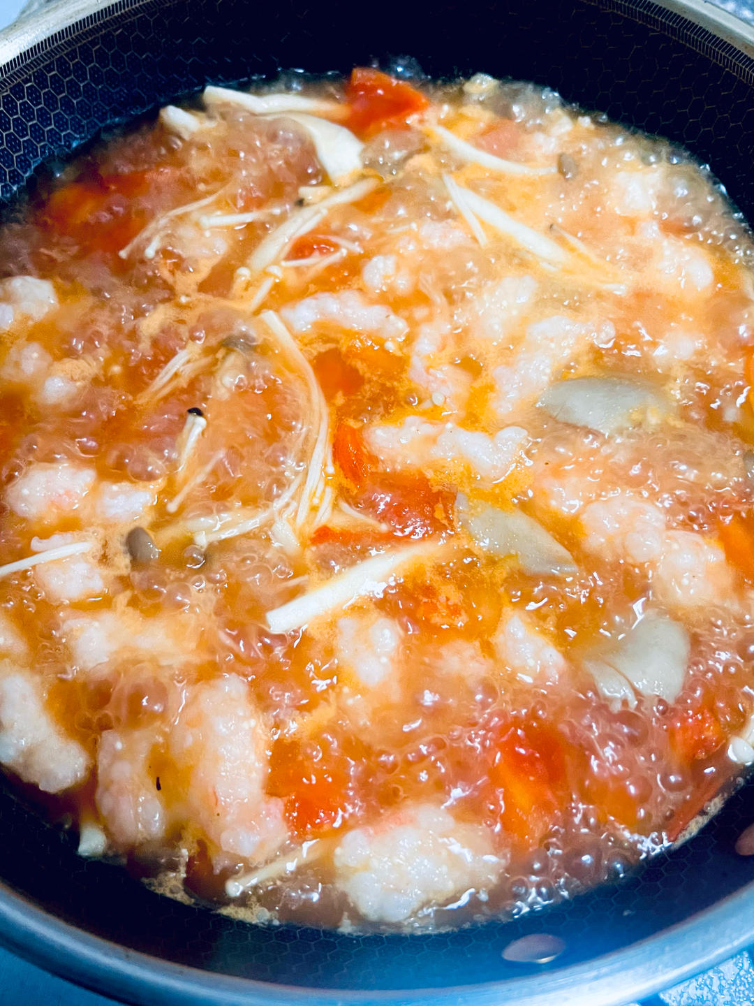 番茄虾滑杂菌汤 十分钟的美味