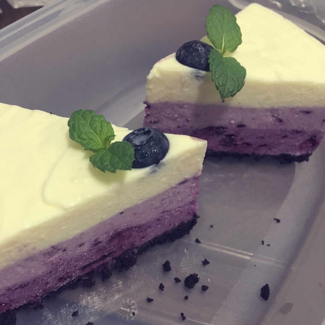 渐变蓝莓冻芝士蛋糕（免烤）