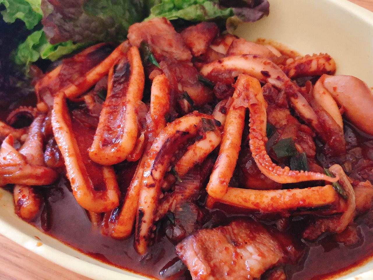 韩式五花肉炒鱿鱼-机智的山村生活版的做法
