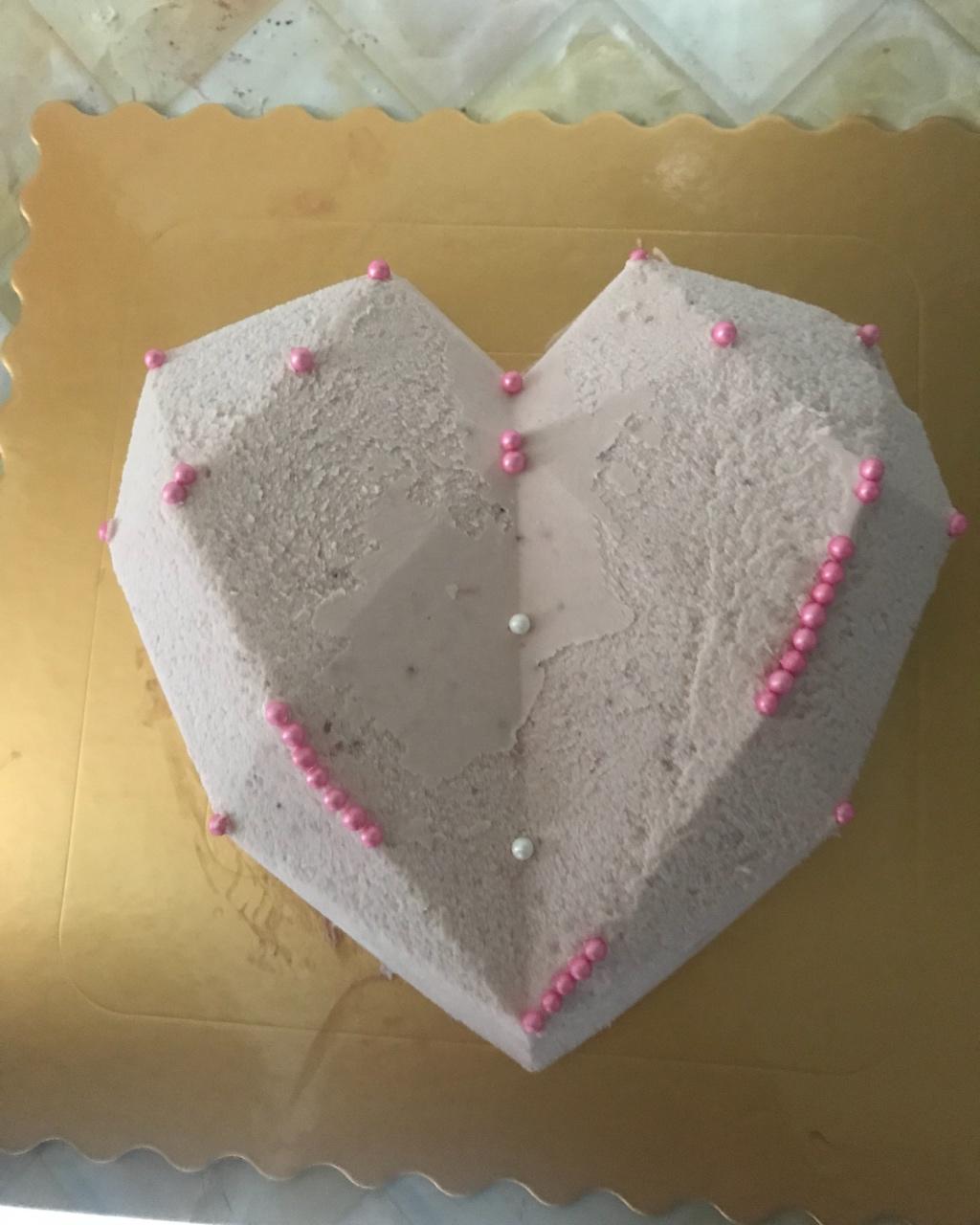 少女❤3D钻石心形覆盆子乳酪慕斯（7寸）