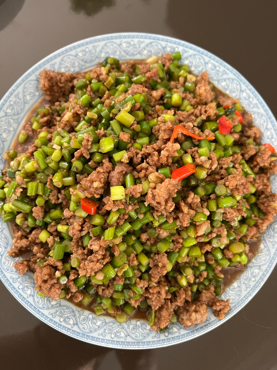 蒜苔炒肉末，三碗米饭都不够吃
