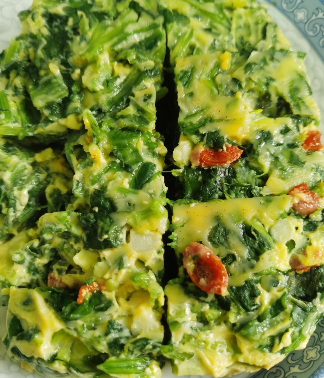 蘸汁菠菜鸡蛋糕——春季养生多吃菠菜