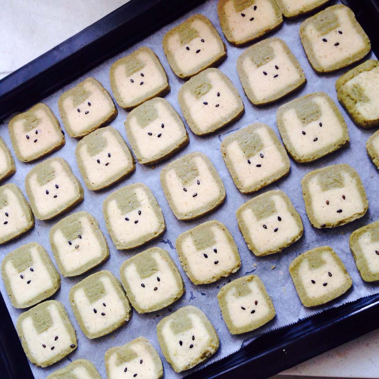 抹茶兔兔曲奇（比熊猫简单！超详细实物图+超良心手绘图）