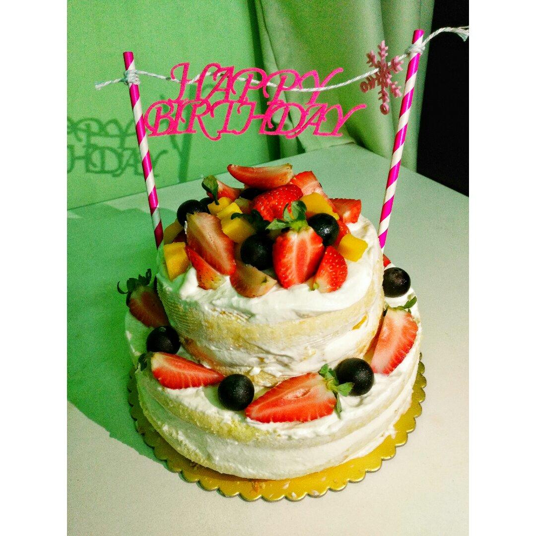 【零失败】不会裱花没关系的水果裸蛋糕 芒果裸蛋糕 完美戚风胚