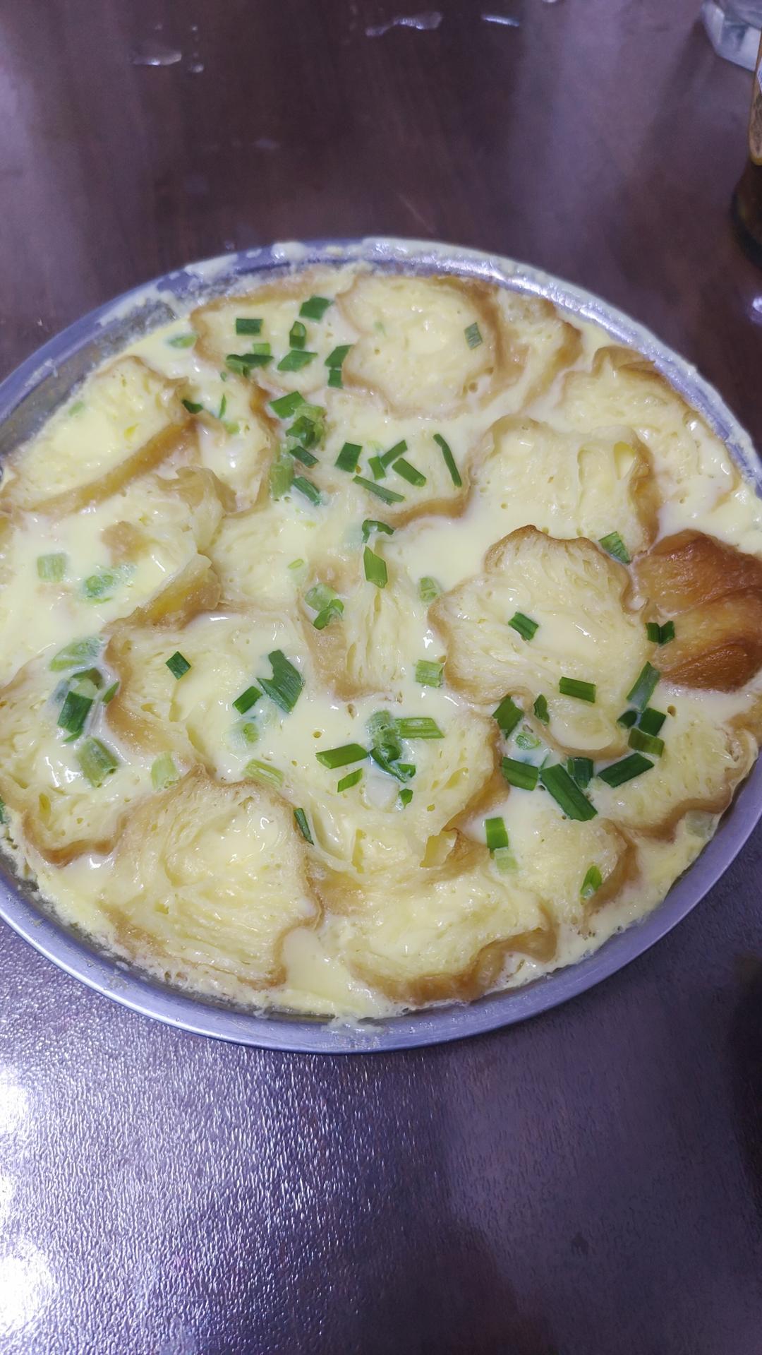 油炸鬼蒸鸡蛋（油条蒸蛋羹）