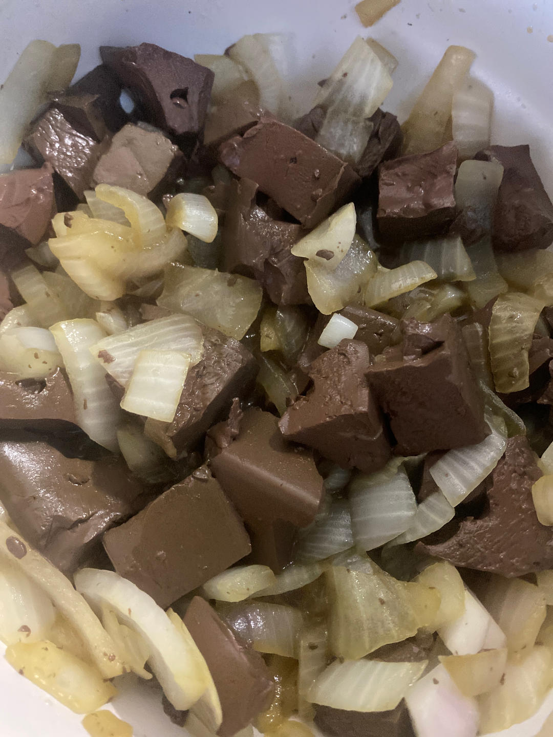 低脂美味的鸭血炒洋葱