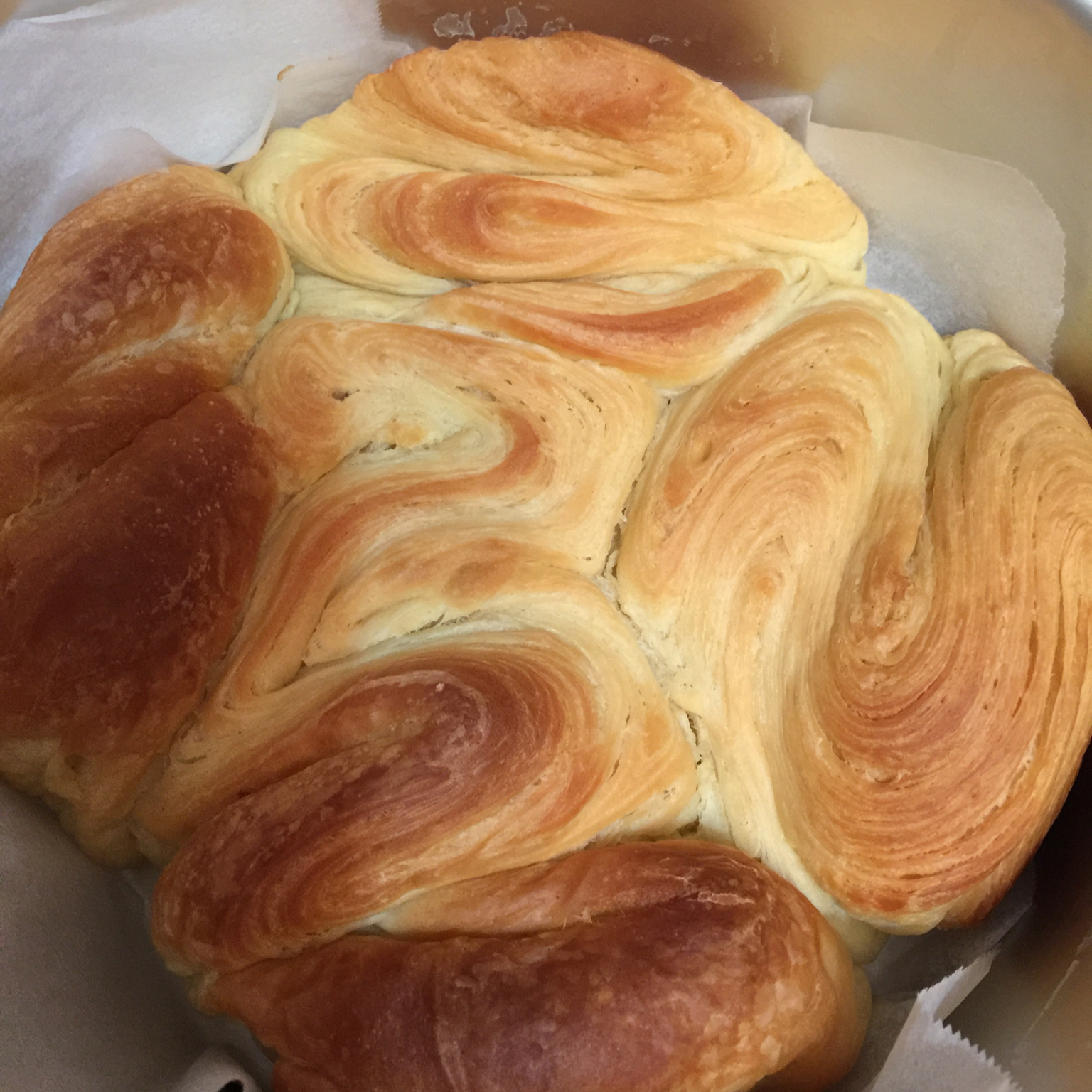 菡妞妈咪holiday做的金元宝手撕面包