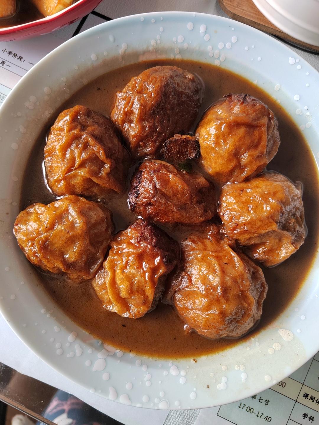 红烧油面筋塞肉