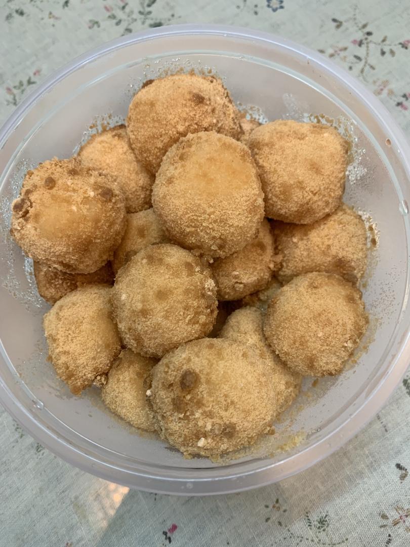 深蓝浅蓝23做的10分钟做纯糯米麻糍内附汤圆做法