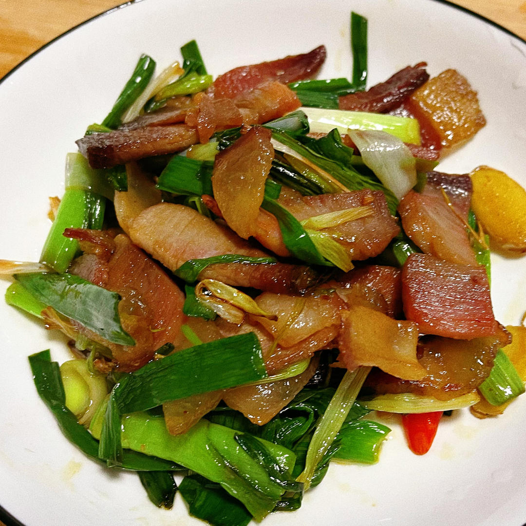 腊肉炒蒜苗