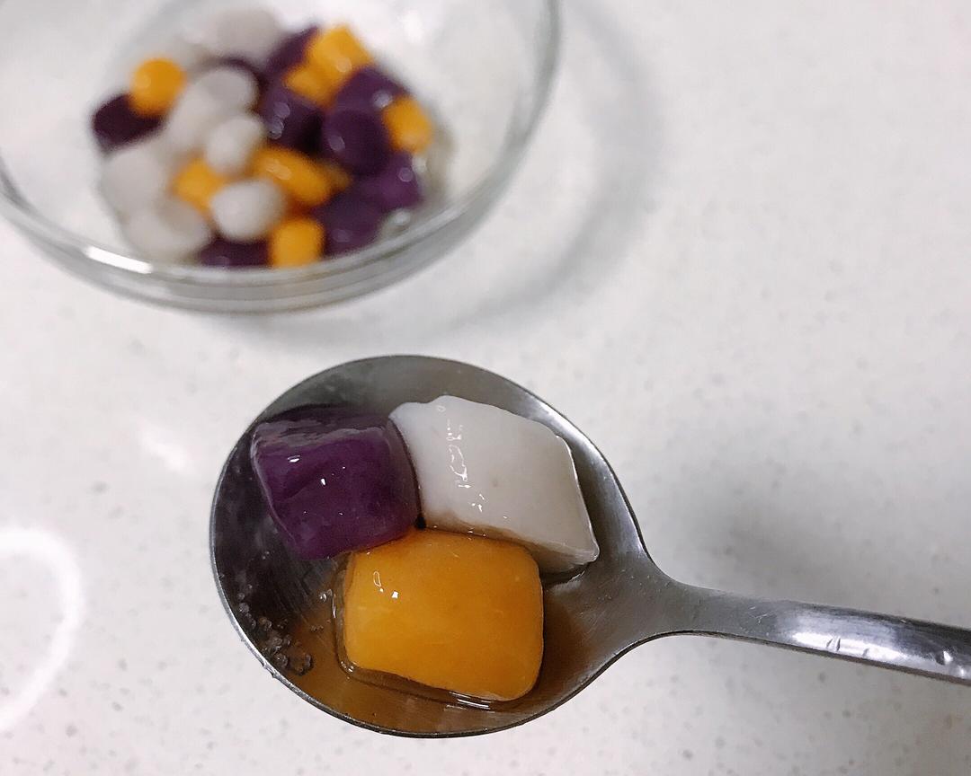 居家新手的Q弹三色芋圆