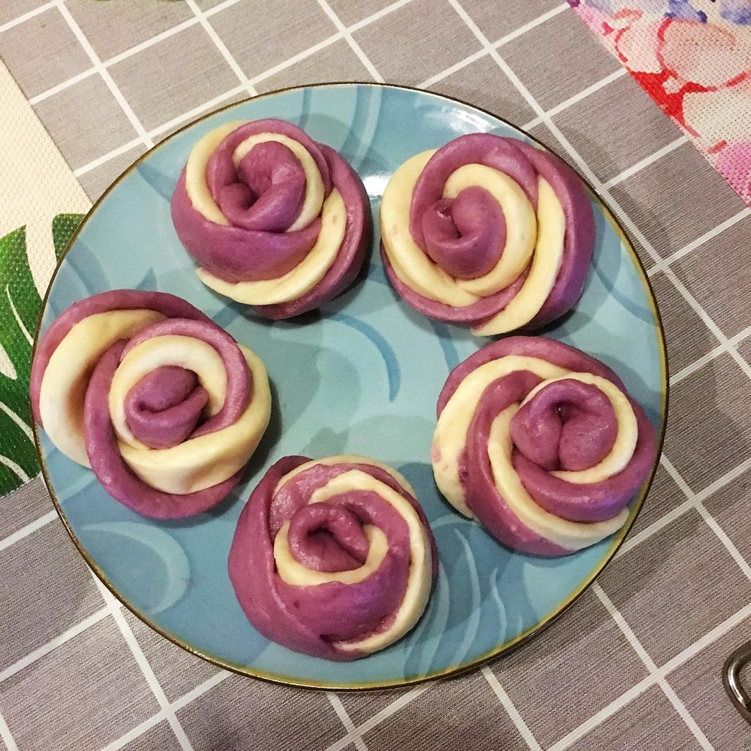 紫薯玫瑰花馒头